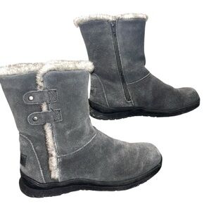 Minnetonka Gray Suede Faux-Fur Lined Boots — Size 8M women’s